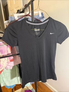 Nike Black V-Neck Dri-FIT Short Sleeve Tee